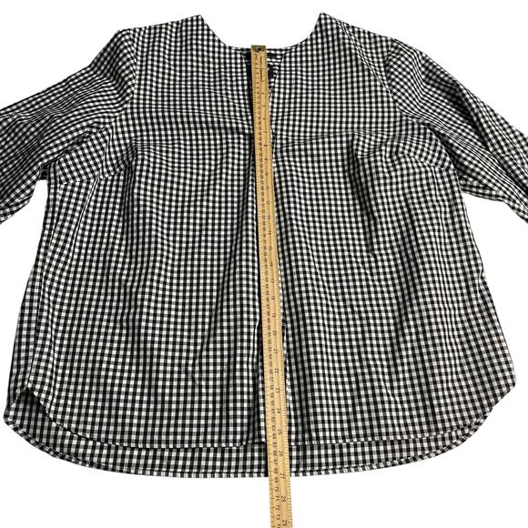 Lands End Womens Size 1X (16W-18W) No Iron Suprima Black White Gingham Plaid - Picture 8 of 10